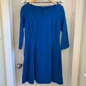 Ann Taylor | Cobalt Blue ¾ Sleeve Fit & Flare Ponte Dress | Size 4